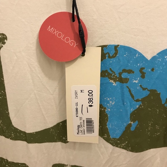 NWT Sunday Stevens Love Earth Tee Medium Ivory green blue bamboo sustainable - Picture 7 of 9